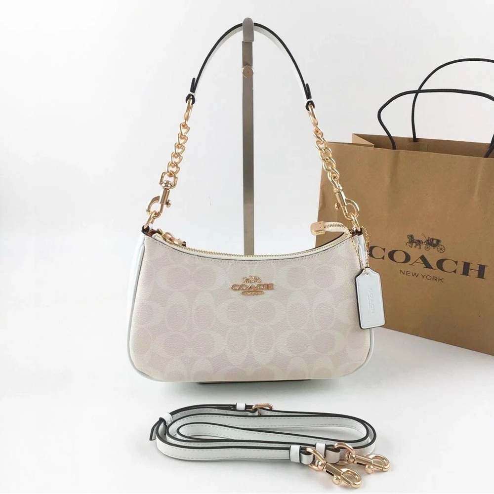 Coach Small Signature Shoulder Bag in Chalk and Gold - Picture 5 of 5